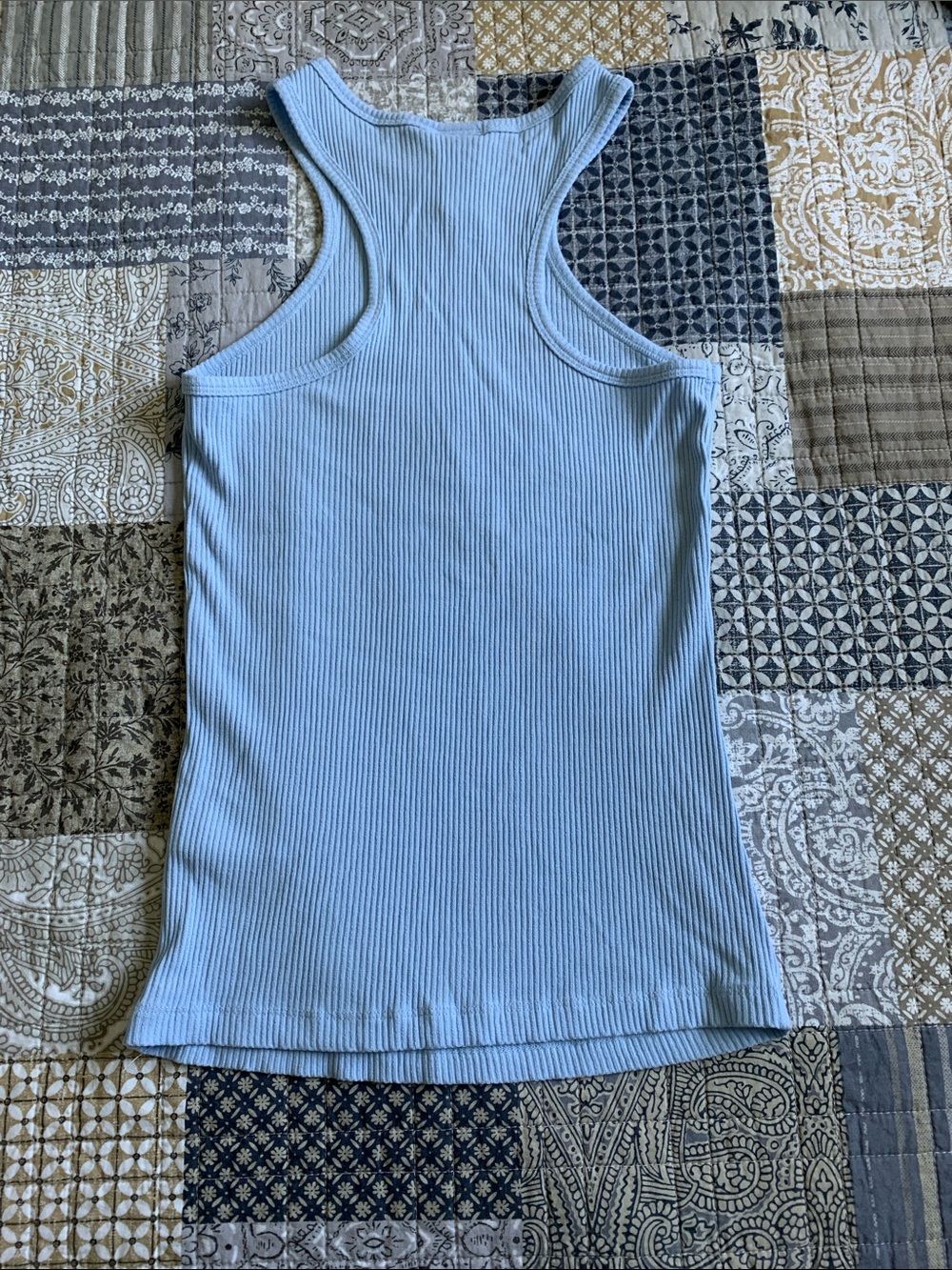 H&M Ribbed Racerback Tank Top - Light Blue - Picture 2 of 4